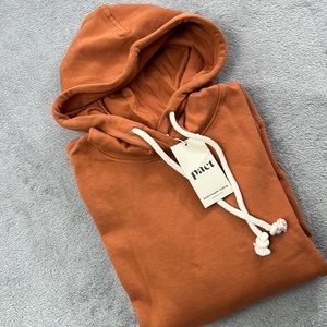 NEW Pact‎ M 100% Cotton Womens Orange Tan Hoodie Unisex Amber Brown Hoodie